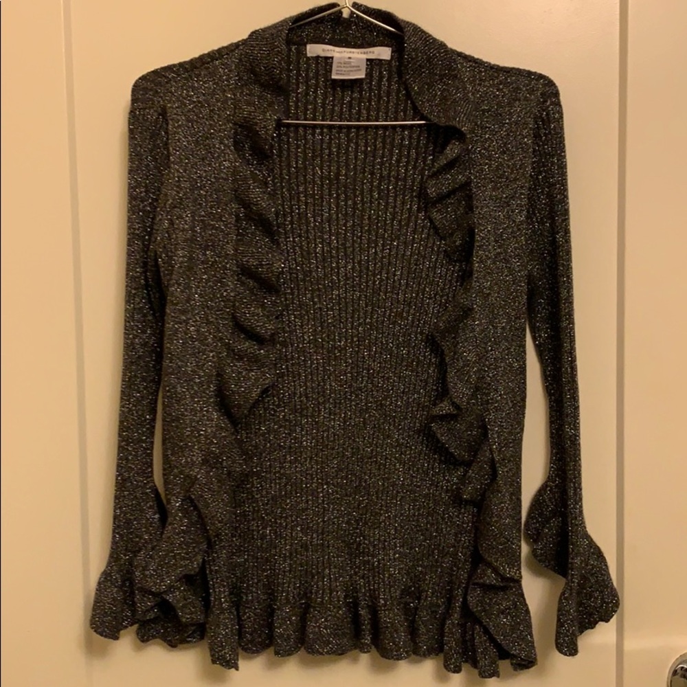 Diane von Furstenberg metallic grey cardigan